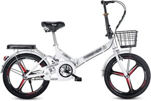 JYCCH 20-Zoll-Faltrad 7-Gang-City-Kompaktfahrrad, Kohlenstoffstahlrahmen, Mini-Mountainbike für Erwachsene, Männer und Frauen, Teenager (Weiß)