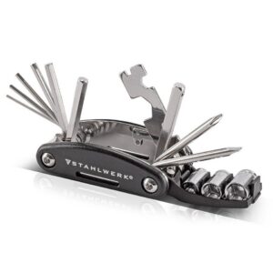 STAHLWERK Multitool »Multitool / Multifunktionswerkzeug Fahrrad«, (2 St), 16 in 1 Fahrrad Reparaturwerkzeug / Radwerkzeug für unterwegs, Edelstahl…